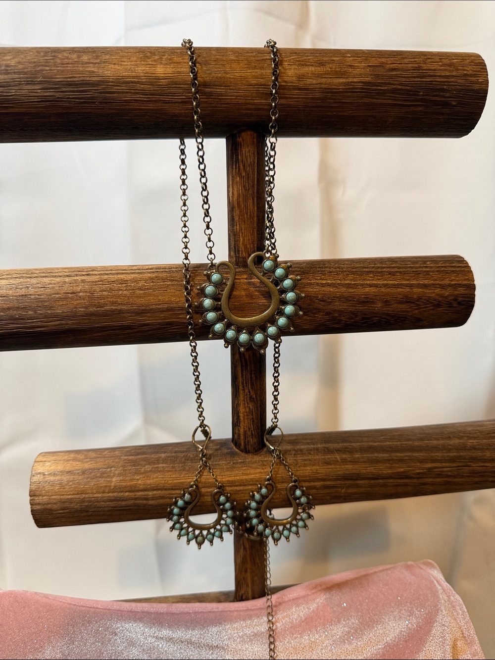 Premier designTurquoise Bead Horseshoe Necklace and Earrings Set - Women Jewelry